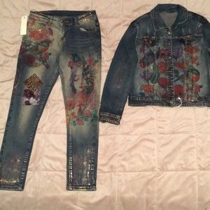 Denim jean and jacket set.